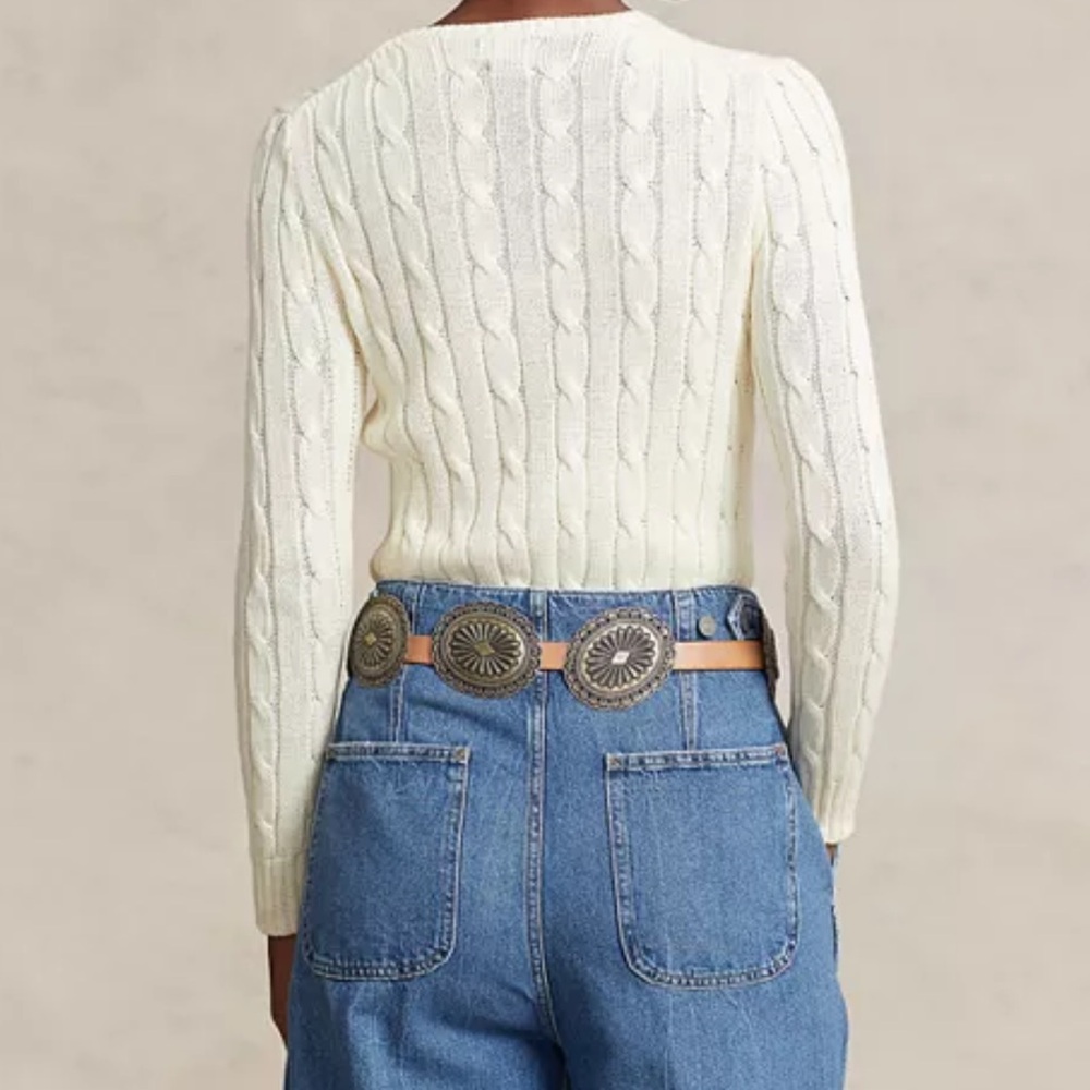 Ralph Lauren Cotton Cable Knit Sweater Cream XL - Picture 3 of 3